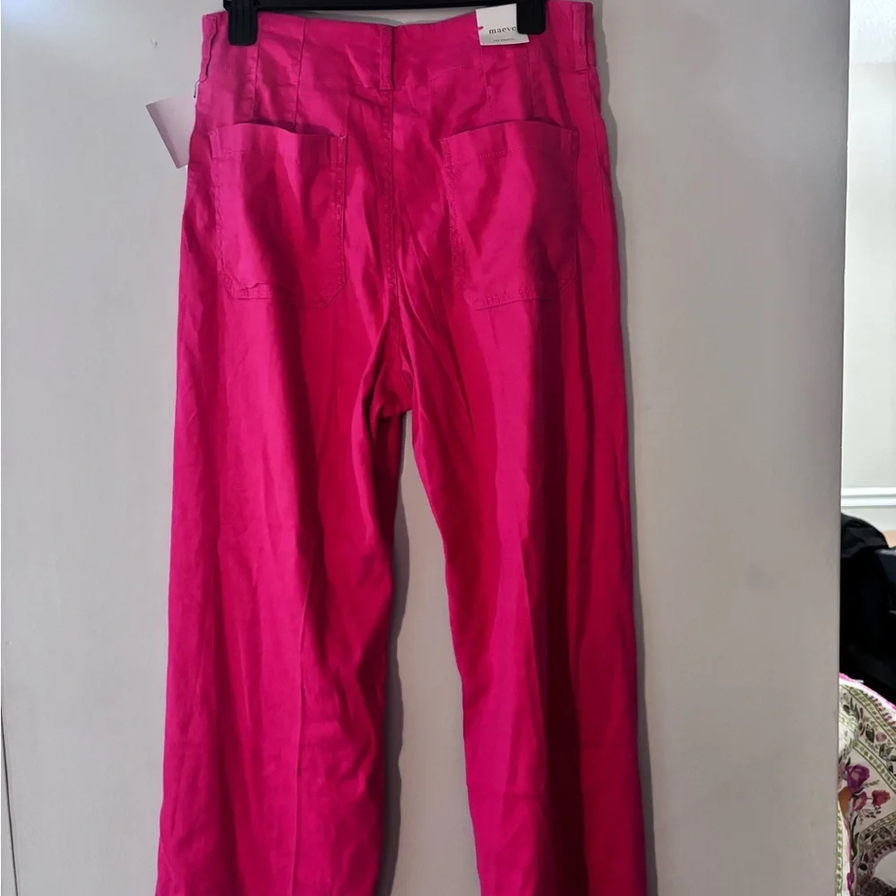 New Maeve Anthropologie Vibrant pink Crop pants - Picture 5 of 6